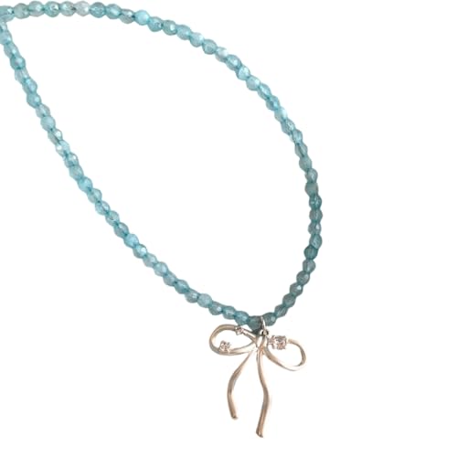 Fashion Forward Halskette mit Kristallperlen, Länge Kette, funkelnde Schleife, Schlüsselbeinkette, Party-Schmuck, grüne künstliche Kristall-Halskette Fashion Forward Halskette mit Kristallperlen, Länge Kette, funkelnde Schleife, Schlüsselbeinkette, Party-Schmuck, grüne künstliche Kristall-Halskette von Bokcztml