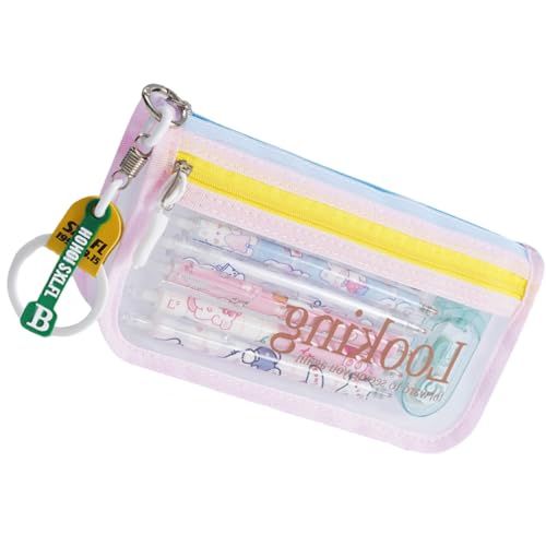 Federmäppchen mit hoher Kapazität, 2 Fächer, transparente Stifttasche, tragbarer Stift-Organizer, Reise-Make-up-Tasche, Segeltuch-Bleistiftbeutel, B von Bokcztml