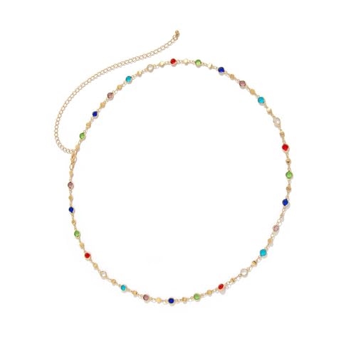 Funkelnder Regenbogen-Kristall-Taillengürtel, trendiges Körperkette, modisches Accessoire, Partys und besondere Anlässe, funkelnde Legierung, Einheitsgröße, Wie beschrieben, Wie beschrieben von Bokcztml