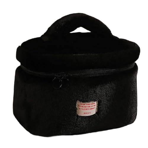 Große Kapazität, Plüsch-Make-up-Organizer, tragbares Accessoire für Zuhause oder unterwegs, den täglichen Gebrauch, Schwarz von Bokcztml