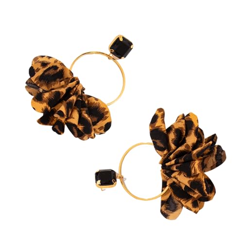Trendy Leopard Print Stoff Hoop Ohrringe Statement Leopard Stoffheize Ohrringe Für Frauen Die Jedem Outfit Charme Hinzufügen von Bokcztml