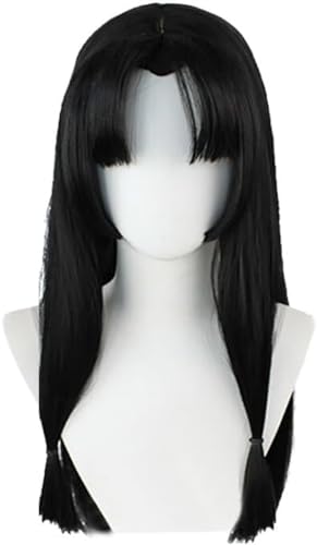 Amine Schwarze Lange Perücke Mit Bangs Cosplay Perücke Synthetische Haar Kostüm Anime Kostüm Cosplay Perücke Für Frauen Mädchen Party Halloween, Weihnachten, Comic Con Perücke (Black) von Bokerom