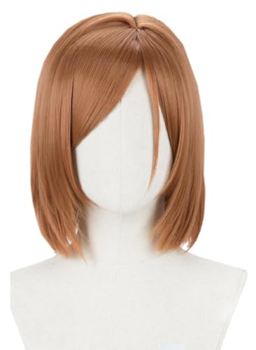 Anime Jujutsu Kaisen Cosplay Perücke, Kugisaki Nobara Orange Kurze Bob Haar Perücke, Rollenspiel Halloween Party Requisiten Zubehör Mit Free Cap von Bokerom