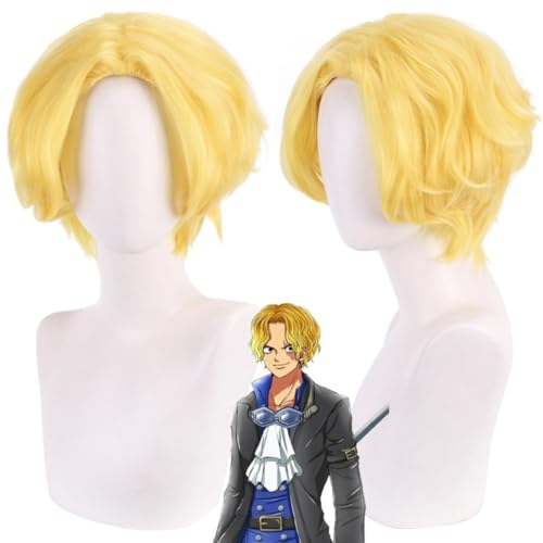 Anime ONE PIECE Sabo Cosplay Perücke, Blonde Kurze Haare Rollenspiel Halloween Kostüm Party Perücken Mit Perücke Cap von Bokerom