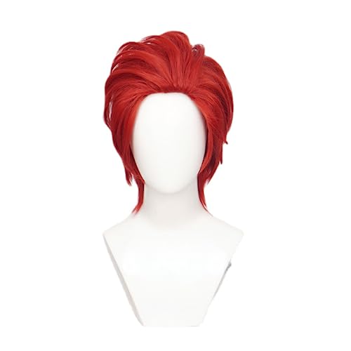 Anime Rote Haar Shanks Cosplay Perücke, Rote Kurze Haar Perücke, Rollenspiel Halloween Kostüm Party Perücke Mit Perücke Cap von Bokerom