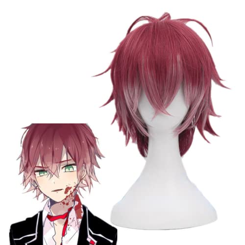 Bokerom Anime Diabolik Lovers Cosplay Perücke, Sakamaki Ayato Rot Farbverlauf Kurzhaar Rollenspiel Halloween Party Perücken + Perückenkappe von Bokerom