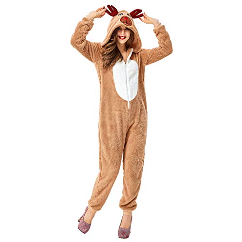 Bokidoki Weihnachts Schlafanzug Familie Teddy Fleece Christmas Pyjama Set Weihnachten Langarm Rudolph Jumpsuit Overall Onesie Winter kuschelig Nachtwäsche Hausanzug mit Rentierhorn Kapuze von Bokidoki