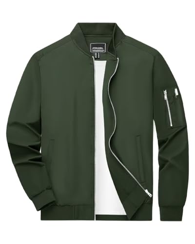 Boladeci Herren Bomberjacke Wasserabweisende Leichte Dünne Fliegerjacke für Männer Frühling Sommer Pilotenblouson Übergang Jacken Armeegrün 2XL von Boladeci