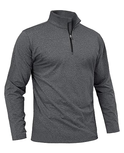 Boladeci Sweatshirt Herren ohne Kapuze Langarm Winter Pullover mit Reissverschluss Atmungsaktiv Outdoor Business Fleecepullover Dunkelgrau XL von Boladeci