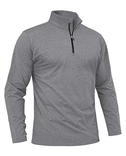 Boladeci Sweatshirt Herren ohne Kapuze Langarm Winter Pullover mit Reissverschluss Atmungsaktiv Outdoor Business Fleecepullover Hellgrau XL von Boladeci