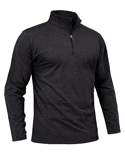 Boladeci Winterpullover Herren Warm Microfleece Half Zip Langarm Sweatshirt ohne Kapuze Leichter Weicher Troyer mit Reißverschluss Schwarz L von Boladeci