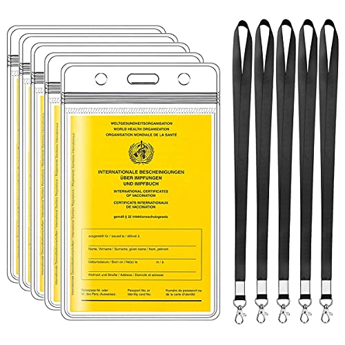 Impfpass Hülle 5pcs-Schutzhülle Transparent Impfausweis-Impfpass Etui für die Impfbescheinigung für Kinder und Erwachsene, Gültig für Impfausweis 2021 und Alten Impfausweis - 5 Lanyards, 175mm*115mm von Bolan Fey