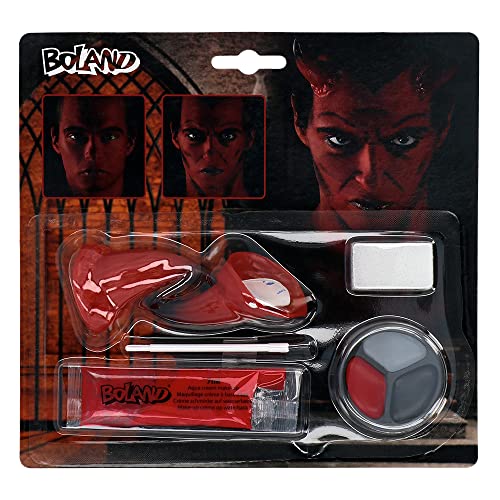 Boland 45082 - Schminkset Teufel, mehrteiliges Make-Up Set für Karneval oder Halloween, Schminke für Faschingskostüme von Boland