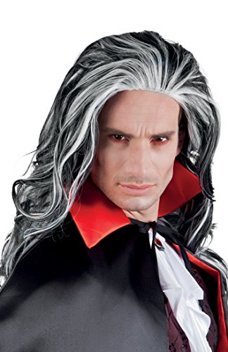 Boland 86083 - Vampir Perücke Angry Louis für Erwachsene, lange Kunsthaare in Weiß und Schwarz, Halloween, Wig von Boland