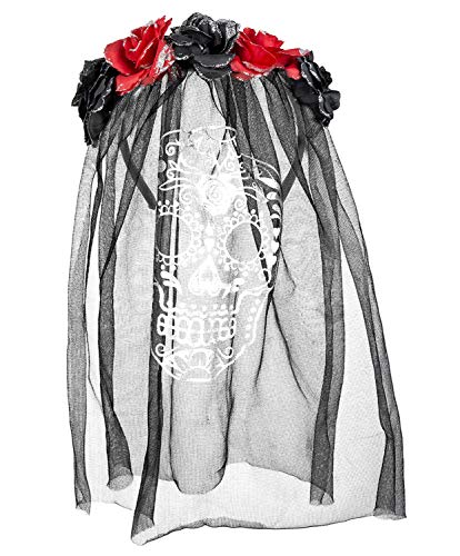 Boland 97044 - Haarreif La Calavera, Tiara mit Schleier für Halloween und Karneval, Zubehör für Faschingskostüme, Dia de los Muertos von Boland