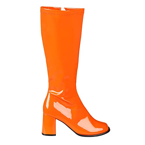 Boland - Stiefel Retro, Orange, langer Schaft, Synthetik, Blockabsatz 8 cm, Reißverschluss, Spacy, Schlager, cooler Look, Karneval, Halloween, Fasching, Mottoparty von Boland