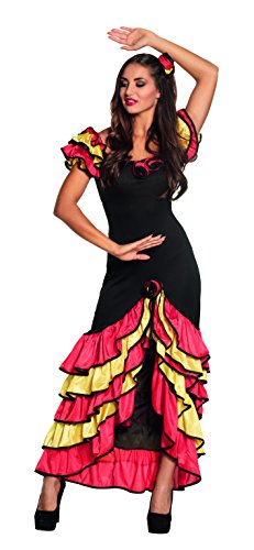 Boland - Kostüm für Erwachsene Rumba Tänzerin, langes Kleid für Damen, Spanierin, Karneval, Mottoparty, EM, WM von Boland