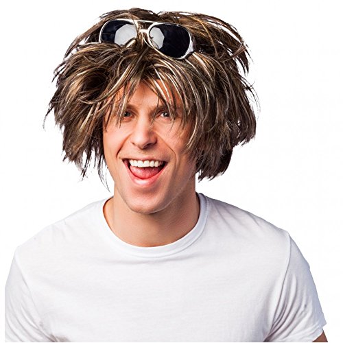 Männer Kurzhaar-Perücke Micky braun meliert Fasching Schlager Sänger Musiker von Boland