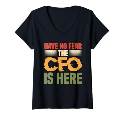 Damen Selbstbewusstes CFO-Typografie-Design T-Shirt mit V-Ausschnitt Damen Selbstbewusstes CFO-Typografie-Design T-Shirt mit V-Ausschnitt von Bold Business Apparel