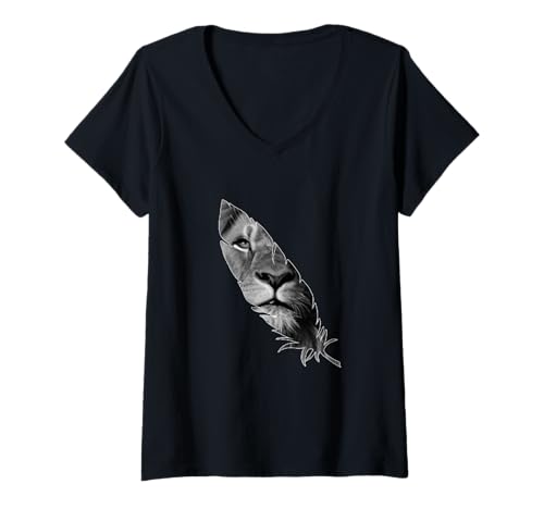 Damen Lion of Judah – Bold Design with Strength and Faith T-Shirt mit V-Ausschnitt Damen Lion of Judah – Bold Design with Strength and Faith T-Shirt mit V-Ausschnitt von Bold Design with Strength and Faith
