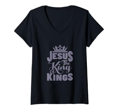 Damen Jesus is My King – Bold Faith and Strength Design T-Shirt mit V-Ausschnitt Damen Jesus is My King – Bold Faith and Strength Design T-Shirt mit V-Ausschnitt von Bold Faith and Strength Design
