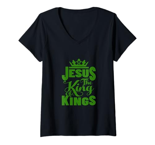 Damen Jesus is My King – Bold Faith and Strength Design T-Shirt mit V-Ausschnitt Damen Jesus is My King – Bold Faith and Strength Design T-Shirt mit V-Ausschnitt von Bold Faith and Strength Design