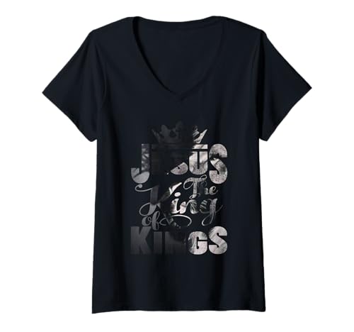 Damen Jesus is My King – Bold Faith and Strength Design T-Shirt mit V-Ausschnitt Damen Jesus is My King – Bold Faith and Strength Design T-Shirt mit V-Ausschnitt von Bold Faith and Strength Design