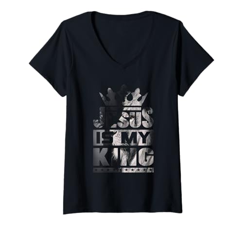 Damen Jesus is My King – Bold Faith and Strength Design T-Shirt mit V-Ausschnitt Damen Jesus is My King – Bold Faith and Strength Design T-Shirt mit V-Ausschnitt von Bold Faith and Strength Design