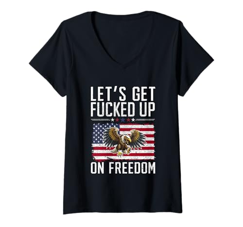 Damen Lass uns bei Freedom Patriotic versauen T-Shirt mit V-Ausschnitt Damen Lass uns bei Freedom Patriotic versauen T-Shirt mit V-Ausschnitt von Bold Freedom American Spirit Expression