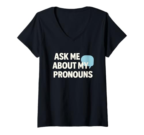 Damen Fragen Sie Mich nach Meinen Pronomen inklusive Pride T-Shirt mit V-Ausschnitt Damen Fragen Sie Mich nach Meinen Pronomen inklusive Pride T-Shirt mit V-Ausschnitt von Bold Identity Co.
