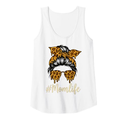 Damen Leopard Print Messy Bun Mom Life Brille Drip Frauen Mutter Tank Top Damen Leopard Print Messy Bun Mom Life Brille Drip Frauen Mutter Tank Top von Bold Mom Life Graphic Apparel for Women