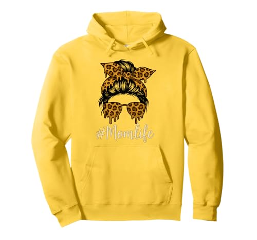 Leopard Print Messy Bun Mom Life Brille Drip Frauen Mutter Pullover Hoodie Leopard Print Messy Bun Mom Life Brille Drip Frauen Mutter Pullover Hoodie von Bold Mom Life Graphic Apparel for Women