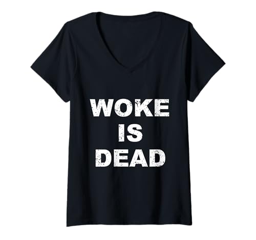 Damen Woke ist tot T-Shirt mit V-Ausschnitt Damen Woke ist tot T-Shirt mit V-Ausschnitt von Bold Statement Apparel