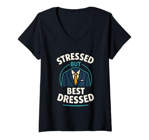 Damen Lustiges Zitat für Stress und Mode T-Shirt mit V-Ausschnitt Damen Lustiges Zitat für Stress und Mode T-Shirt mit V-Ausschnitt von Bold Stylish Quotes for Cool People