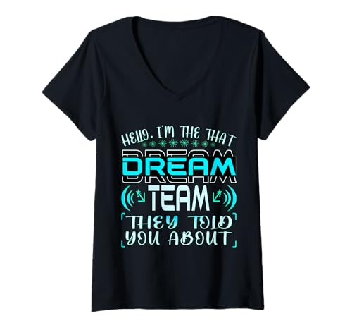 Damen Dream Team Vibes - Statement-Grafik für kühne Persönlichkeiten T-Shirt mit V-Ausschnitt Damen Dream Team Vibes - Statement-Grafik für kühne Persönlichkeiten T-Shirt mit V-Ausschnitt von Bold Team Vibes – Cool Office Statement Apparel
