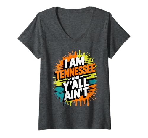 Damen I Am Tennessee and Y'all Ain't Retro Graffiti Orange T-Shirt mit V-Ausschnitt Damen I Am Tennessee and Y'all Ain't Retro Graffiti Orange T-Shirt mit V-Ausschnitt von Bold Volunteer State Graffiti Apparel