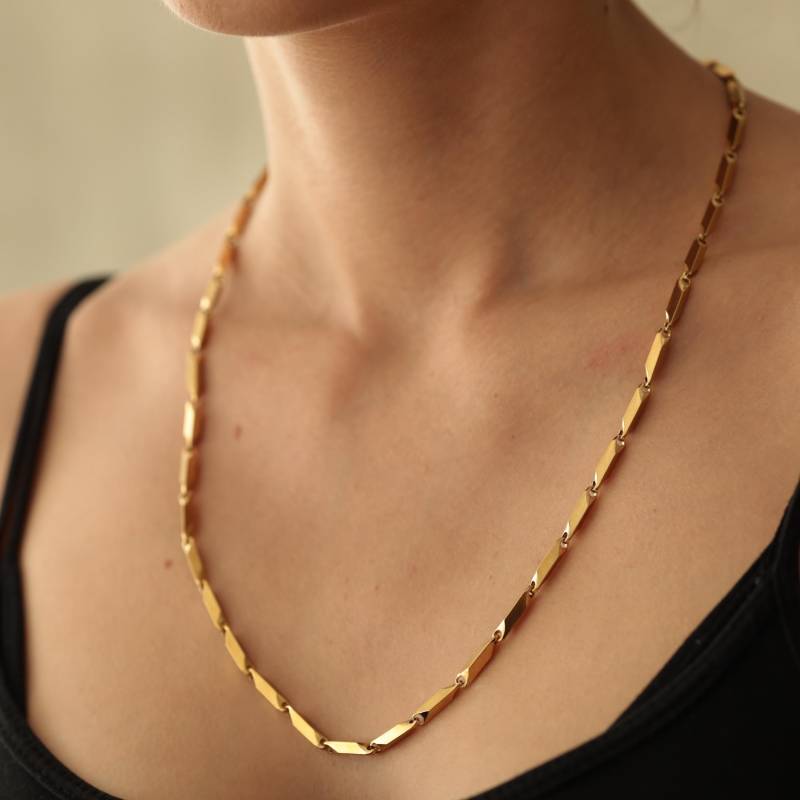 Melon Seed Edelstahl Kettenhalskette -Silber, Gold Und Blau Beschichtung von Bold5Jewels