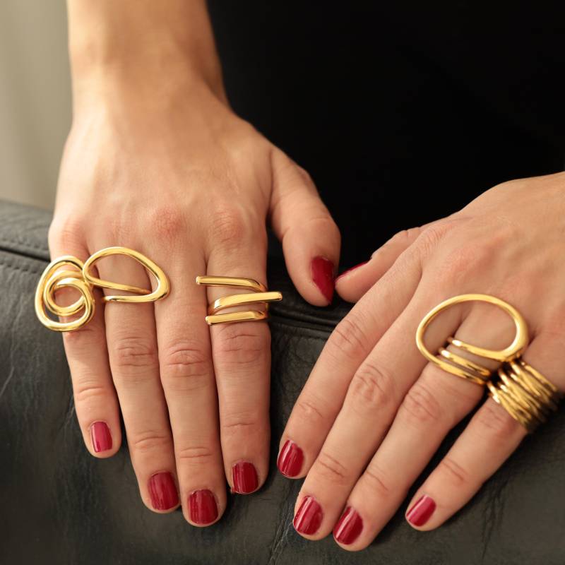 Übergroßes Goldring Set 18K Vergoldete Edelstahlringe, Größe 6-8 von Bold5Jewels