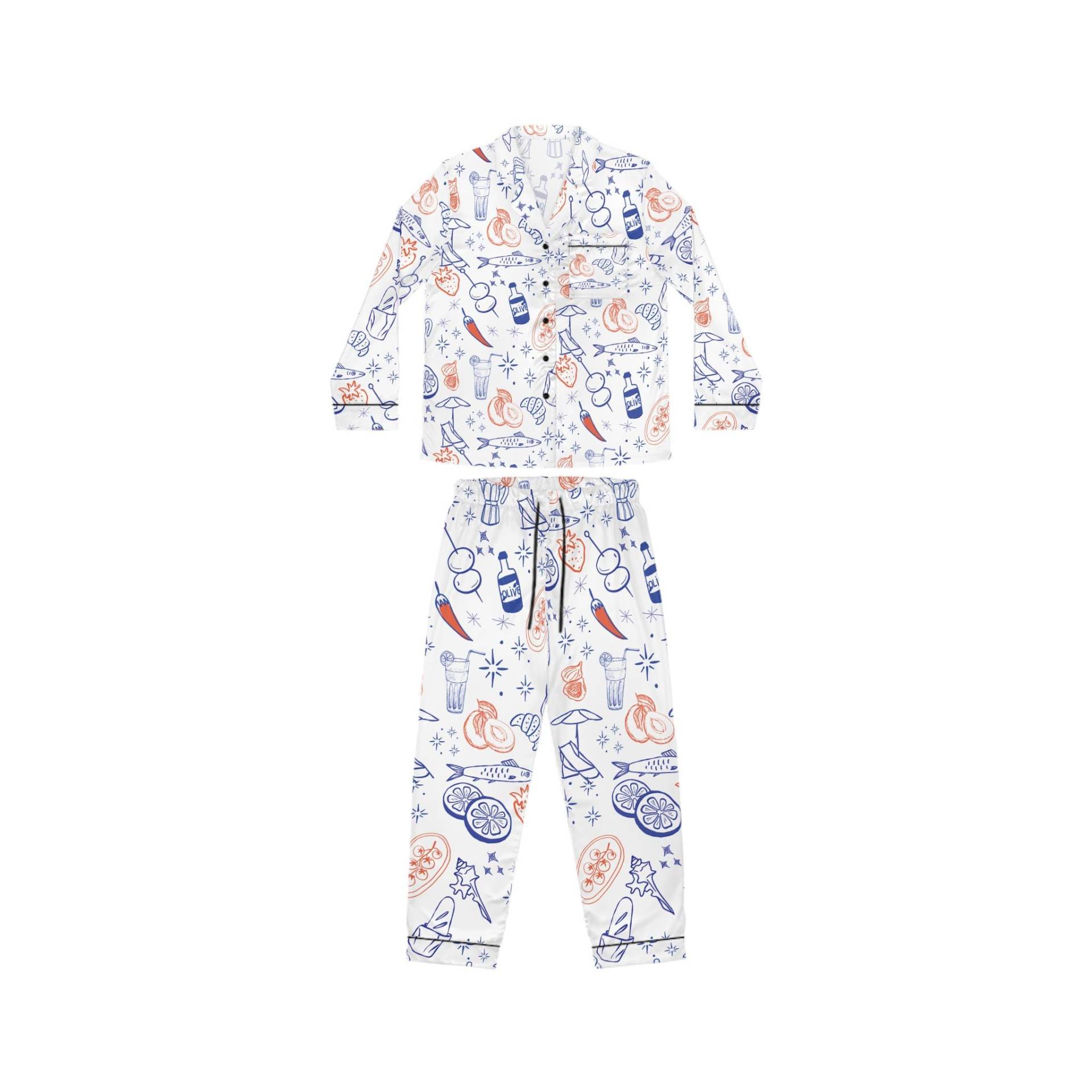 Hand-Drawn Nighttime Snack Print Pyjamas von BoldNestDesignShop