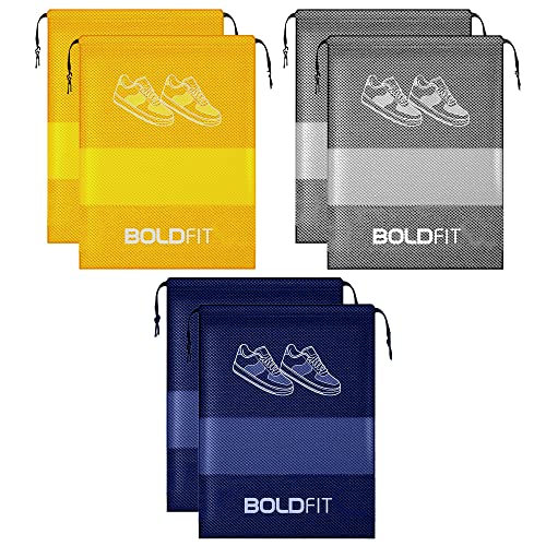 Boldfit Shoe Bags for Travel Essentials, Portable Dust-Proof Shoe Storage Covers for Packing, Travel Organizer for Women & Men, Shoe Bags with Rope, Pack of 6 von Boldfit