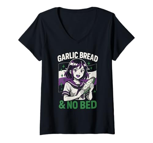 Damen Ace Pride Knoblauchbrot No Bed Cool Asexual LGBTQ+ Unisex T-Shirt mit V-Ausschnitt Damen Ace Pride Knoblauchbrot No Bed Cool Asexual LGBTQ+ Unisex T-Shirt mit V-Ausschnitt von Boldly Queer - Expressive Pride Apparel for All