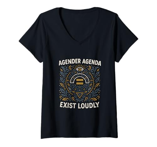 Damen Agender Pride Exist Loudly Retro Neutral Gender. T-Shirt mit V-Ausschnitt Damen Agender Pride Exist Loudly Retro Neutral Gender. T-Shirt mit V-Ausschnitt von Boldly Queer - Expressive Pride Apparel for All