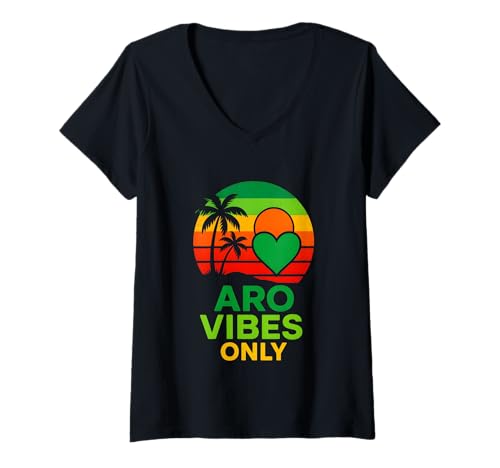 Damen Aro Vibes Only Aro Pride Cool Green LGBTQ+ Unisex T-Shirt mit V-Ausschnitt Damen Aro Vibes Only Aro Pride Cool Green LGBTQ+ Unisex T-Shirt mit V-Ausschnitt von Boldly Queer - Expressive Pride Apparel for All