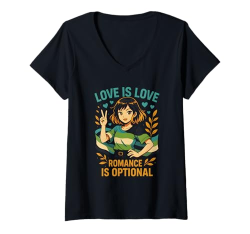 Damen Aromantic Pride Love is Love Aro Pride Flagge LGBTQ+ Unisex T-Shirt mit V-Ausschnitt Damen Aromantic Pride Love is Love Aro Pride Flagge LGBTQ+ Unisex T-Shirt mit V-Ausschnitt von Boldly Queer - Expressive Pride Apparel for All