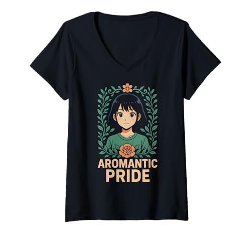 Damen Aromantic Pride Retro Damen Flagge LGBTQ+ Unisex T-Shirt mit V-Ausschnitt Damen Aromantic Pride Retro Damen Flagge LGBTQ+ Unisex T-Shirt mit V-Ausschnitt von Boldly Queer - Expressive Pride Apparel for All