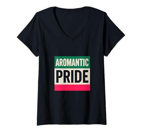 Damen Aromantic Pride Retro Damen Love LGBTQ+ T-Shirt mit V-Ausschnitt Damen Aromantic Pride Retro Damen Love LGBTQ+ T-Shirt mit V-Ausschnitt von Boldly Queer - Expressive Pride Apparel for All