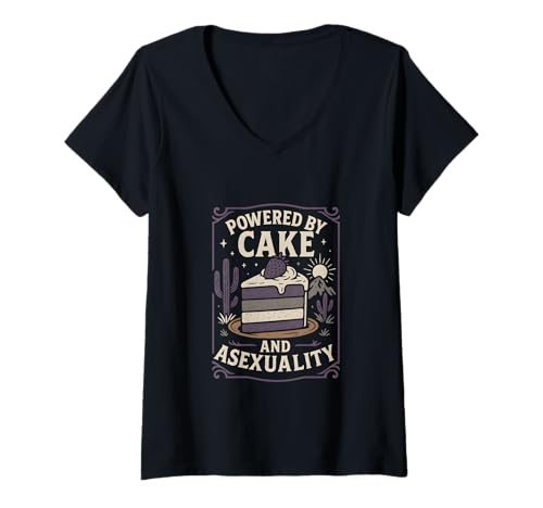 Damen Asexual Pride Präsentiert von Cake Ace Pride LGBTQ+ Unisex T-Shirt mit V-Ausschnitt Damen Asexual Pride Präsentiert von Cake Ace Pride LGBTQ+ Unisex T-Shirt mit V-Ausschnitt von Boldly Queer - Expressive Pride Apparel for All