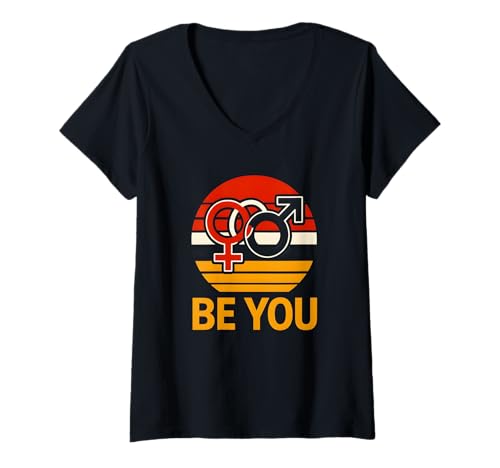 Damen Bisexual Pride Be You Modern Damen Pride Flagge T-Shirt mit V-Ausschnitt Damen Bisexual Pride Be You Modern Damen Pride Flagge T-Shirt mit V-Ausschnitt von Boldly Queer - Expressive Pride Apparel for All