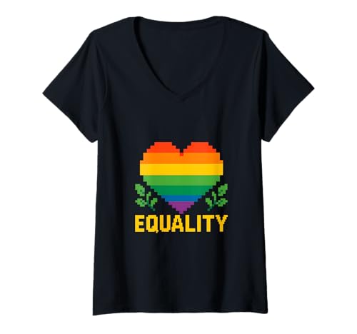 Damen Gay Pride Equality Regenbogen Unisex Rainbow Pride LGBTQ+ T-Shirt mit V-Ausschnitt Damen Gay Pride Equality Regenbogen Unisex Rainbow Pride LGBTQ+ T-Shirt mit V-Ausschnitt von Boldly Queer - Expressive Pride Apparel for All