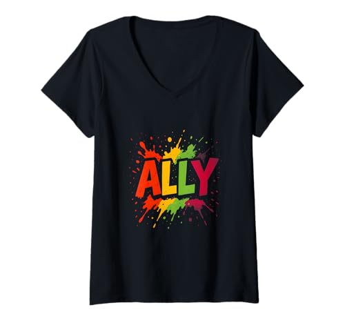 Damen Gay Pride Month Ally Liebe ist Liebe Rainbow LGBTQ+ T-Shirt mit V-Ausschnitt Damen Gay Pride Month Ally Liebe ist Liebe Rainbow LGBTQ+ T-Shirt mit V-Ausschnitt von Boldly Queer - Expressive Pride Apparel for All